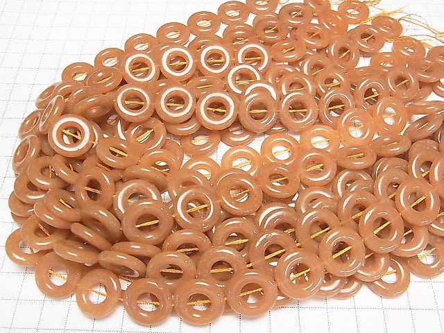 Orange Aventurine Coin (donut) 18 x 18 x 4 mm half or 1 strand (apr x 14 inch / 35 cm)