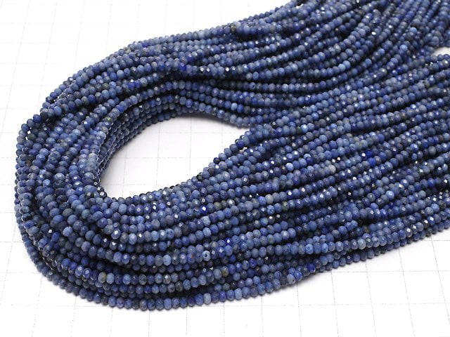 [Video]High Quality! Dumortierite Faceted Button Roundel 3x3x2mm 1strand beads (aprx.15inch/37cm)