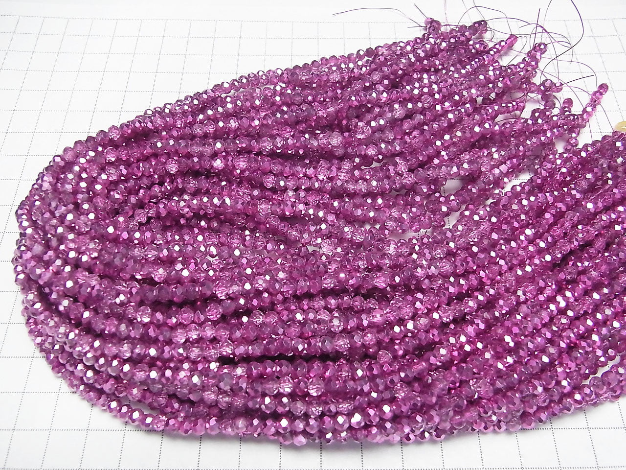 Glass Beads Faceted Button Rondelle 4.5x4.5x3.5mm Pink Purple Half-Coated 1strand Beads (approx. 15 inches/36 cm)