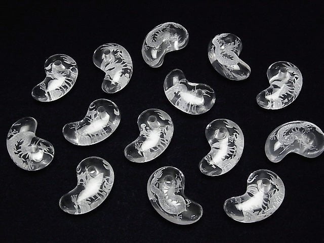 [Video] Carved Dragon (Four Divine Beasts)! Crystal AA++ Comma Shaped Bead 30x20x10mm 1pc