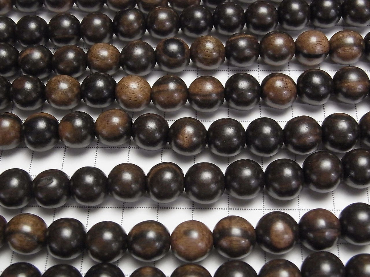 Ebony Wood Semi Round 12mm 1strand beads (aprx.15inch/38cm)