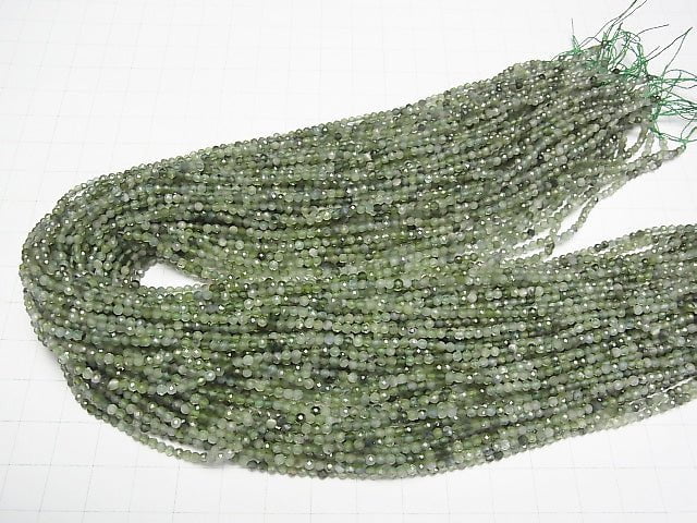 [Video]High Quality! Green Tourmaline AAA Faceted Round 2.5mm 1strand beads (aprx.15inch/37cm)