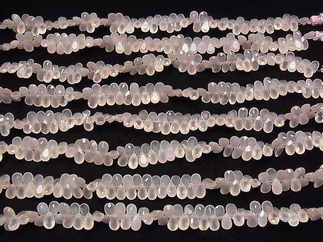 [Video] High Quality Pink Chalcedony AAA Pear shape Faceted 8 x 5 x 3 mm 1/4 or 1strand beads (aprx.7 inch / 17 cm)