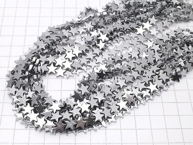 [Video] Hematite Star 8x8x2mm Silver Coating 1strand beads (aprx.14inch/36cm)