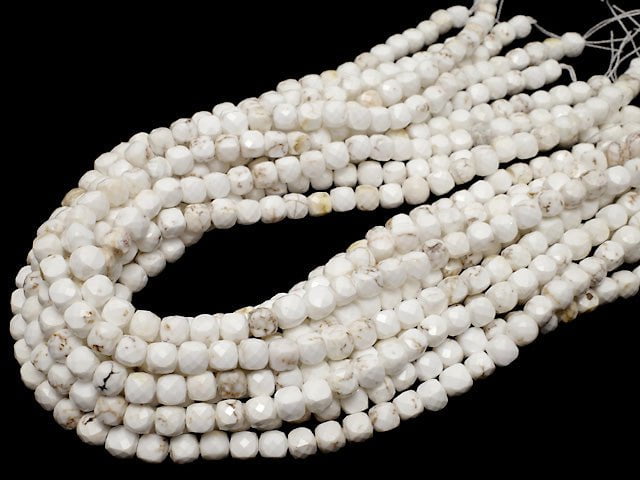 [Video] High Quality! Magnesite Cube Shape 6x6x6mm 1strand beads (aprx.15inch / 35cm)
