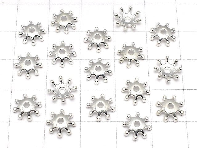 Metal Parts Bead cap 8 x 8 x 2 mm silver color 10 pcs