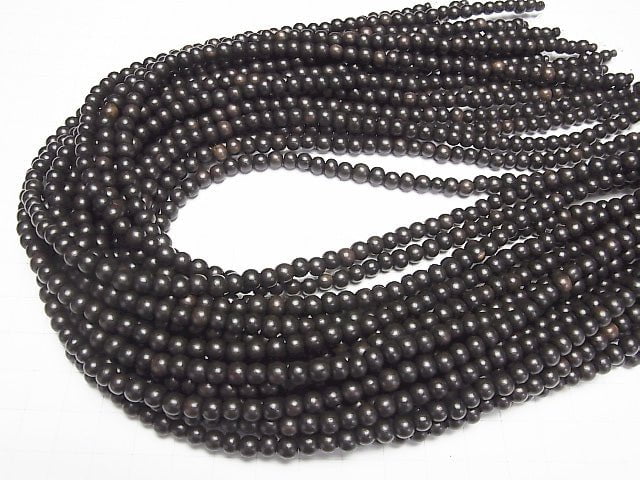 Ebony Wood  Semi Round 5mm 1strand beads (aprx.15inch/38cm)