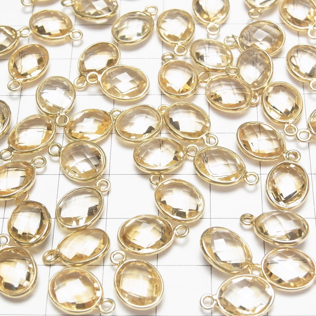 Citrine de haute qualité AAA sertie, ovale facettée 11x9 [un côté] 18KGP 3 pièces
