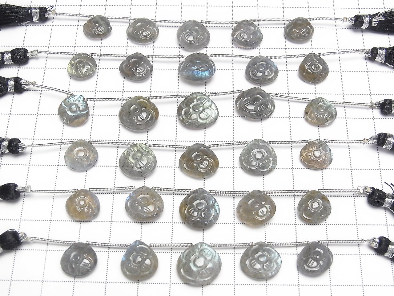 [Video] Labradorite AA++ Carved Chestnut 1strand (5pcs)