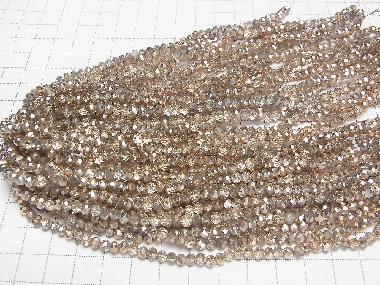 Glass Beads Faceted Button Rondelle 4.5x4.5x3.5mm Brown Half-Coated 1strand Beads (approx. 15 inches/36 cm)