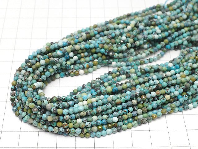 [Video] High Quality! Turquoise AA++ Faceted Round 3mm 1strand beads (aprx.15inch / 37cm)