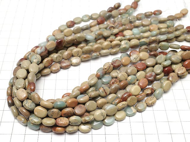 [Video] Impression Jasper Oval 10x8mm 1strand beads (aprx.15inch / 38cm)