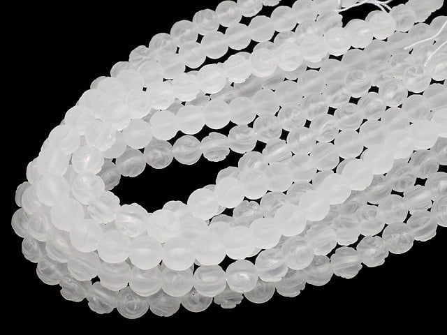 [Video] Frosted Crystal Quartz AAA Round Rose Cut 10mm half or 1strand beads (aprx.14inch/35cm)