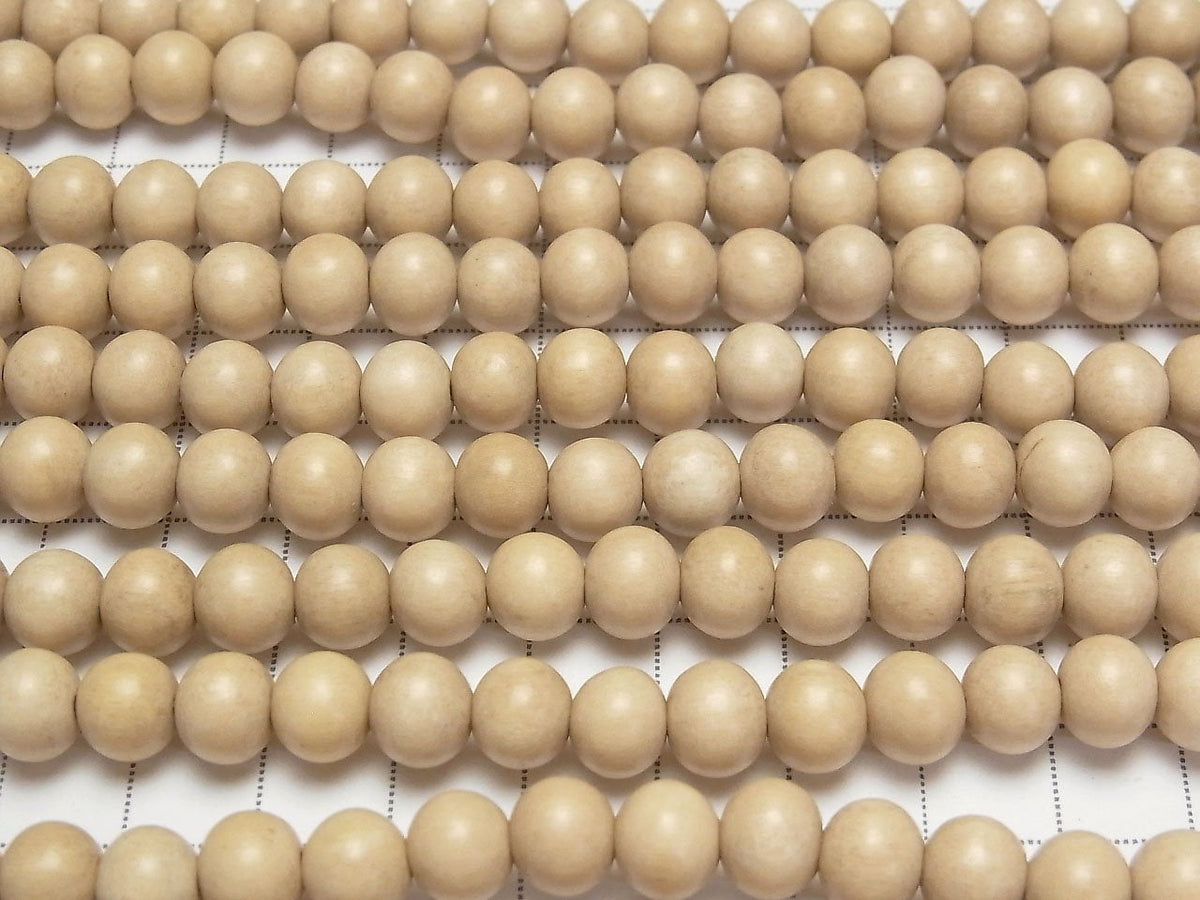 White Wood Semi Round 8mm 1strand beads (aprx.15inch / 38cm)
