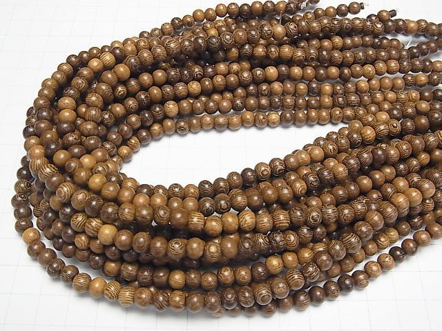 Wood Beads  Semi Round 6mm 1strand beads (aprx.15inch/38cm)