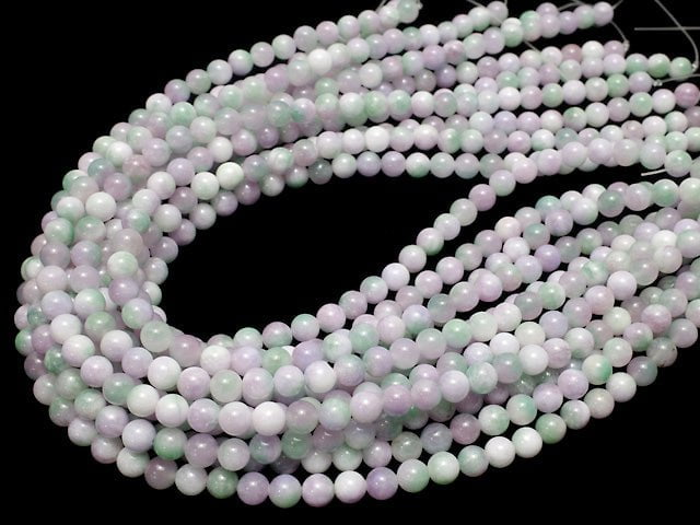 Purple x Green Jade Round 6mm 1strand beads (aprx.15inch / 36cm)