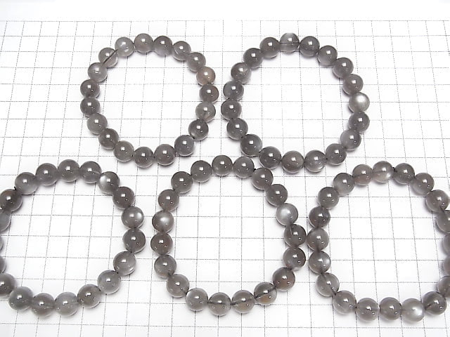 [Video] Gray Moonstone AAA- Round 10mm Bracelet