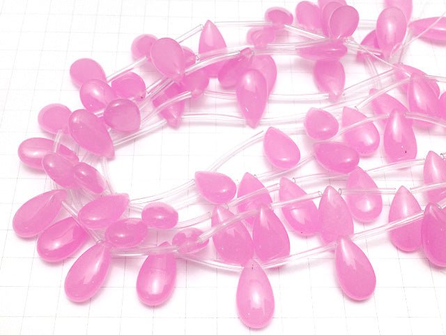 Pink color Jade Pear shape 22x12x7mm NO.2 half or 1strand beads (aprx.15inch/38cm)