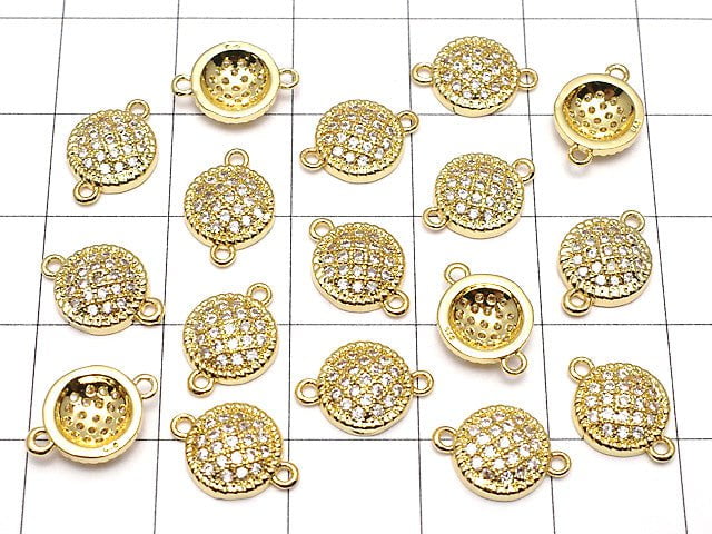 Metal Parts Joint Parts Coin 11 x 8 mm Gold Color (with CZ) 1 pc $1.79