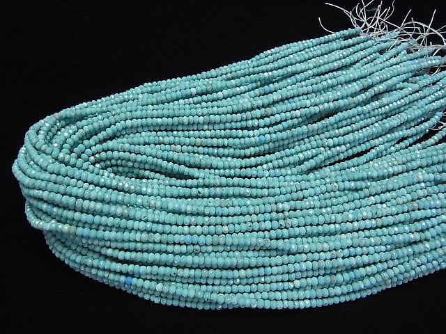 [Video] Magnesite Turquoise  Faceted Button Roundel 3x3x2mm 1strand beads (aprx.15inch/38cm)