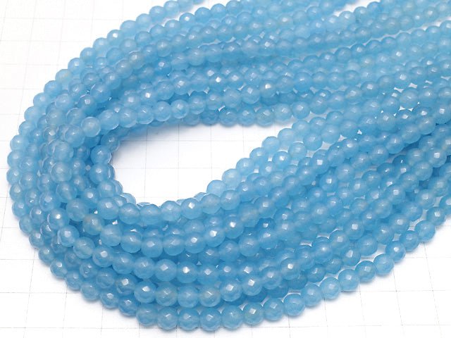 Blue Jade 64Faceted Round 6mm 1strand beads (aprx.15inch / 36cm)