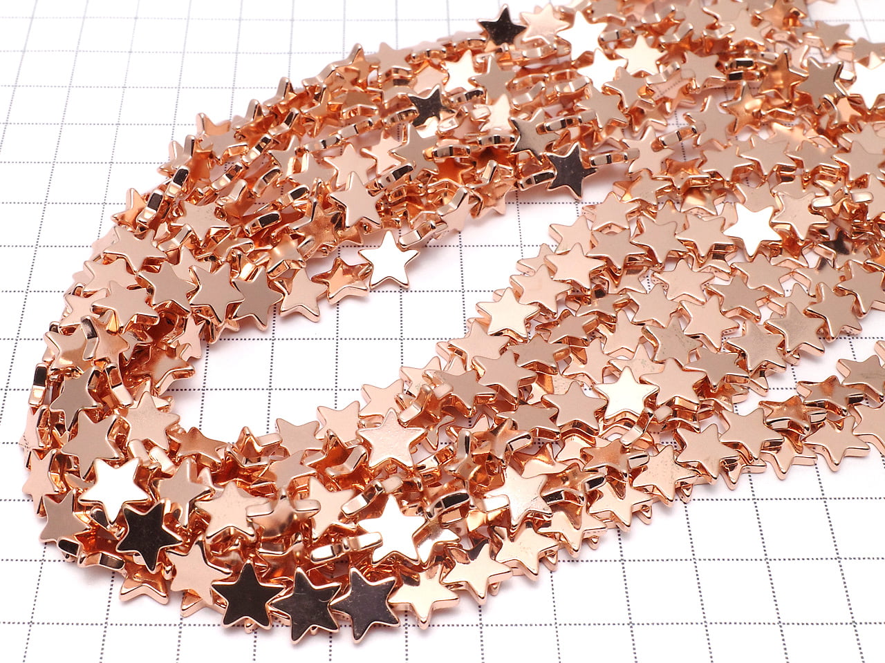 Hematite Star 10x10mm Pink Gold Coating 1strand beads (aprx.15inch/37cm)