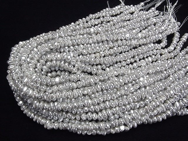 [Video]Shell Pearl Silver Potato -Baroque 6-7mm 1strand beads (aprx.15inch/37cm)