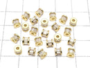 Metal Parts Rondelle 4.5x4.5x4mm Gold (with CZ) 2pcs