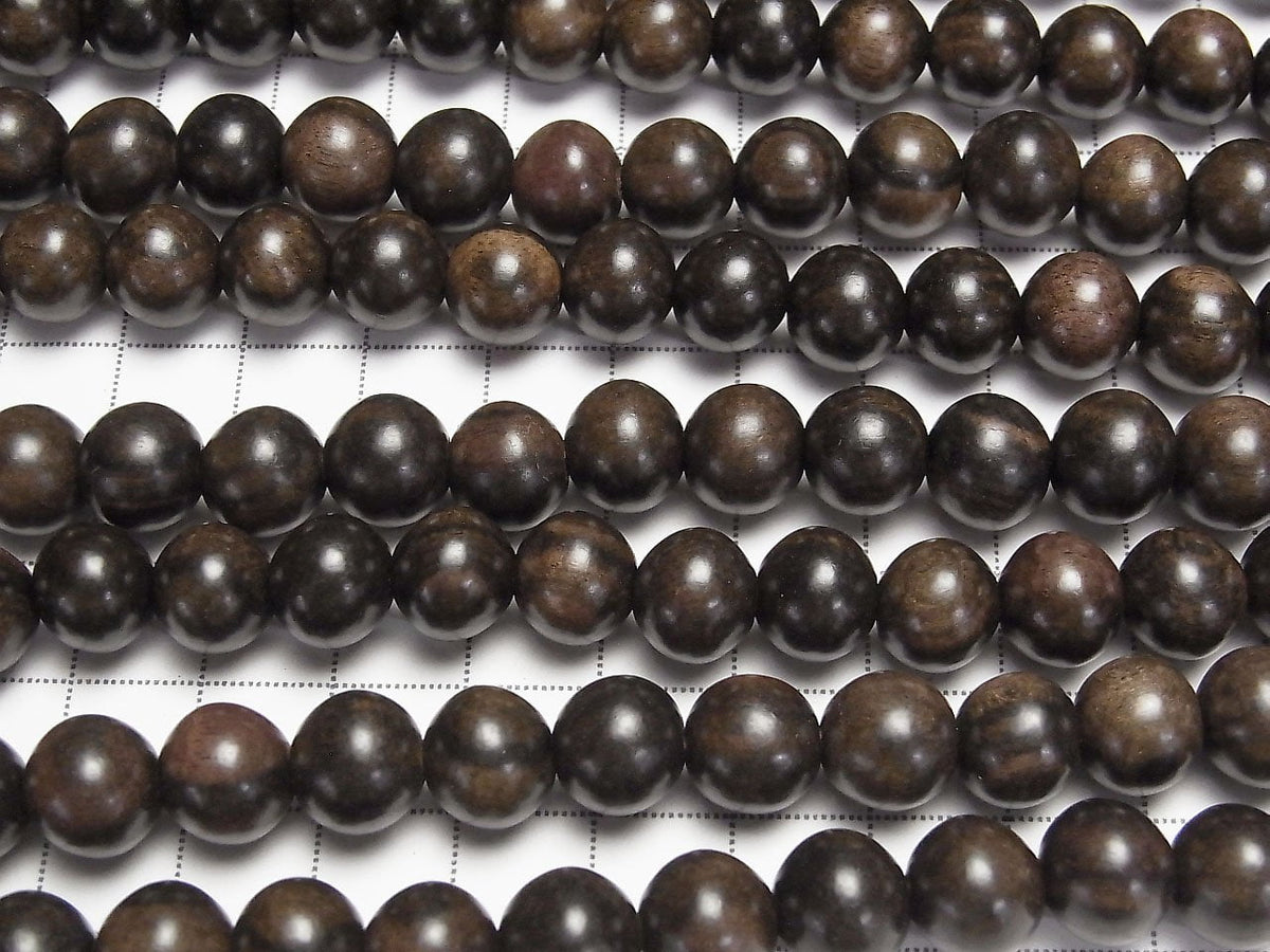 Ebony Wood Semi Round 10mm 1strand beads (aprx.15inch/38cm)