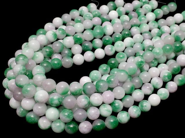 Purple x Green Jade Round 10mm 1strand beads (aprx.15inch / 38cm)