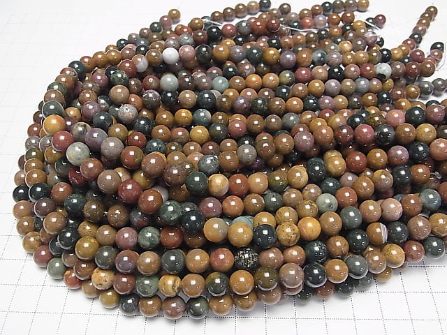 [Video] Madagascar Ocean Jasper Round 8mm 1strand beads (aprx.15inch/36cm)