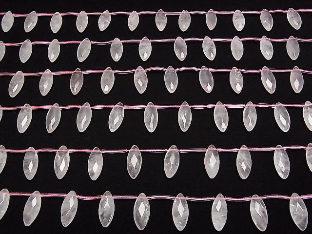 [Video] Rose Quartz AA++ Faceted Marquise 20x8x6mm half or 1strand beads (aprx.15inch/36cm)