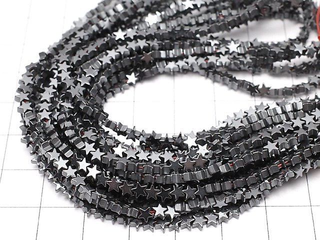 Hematite Star 4x4x2mm 1strand beads (aprx.15inch/38cm)