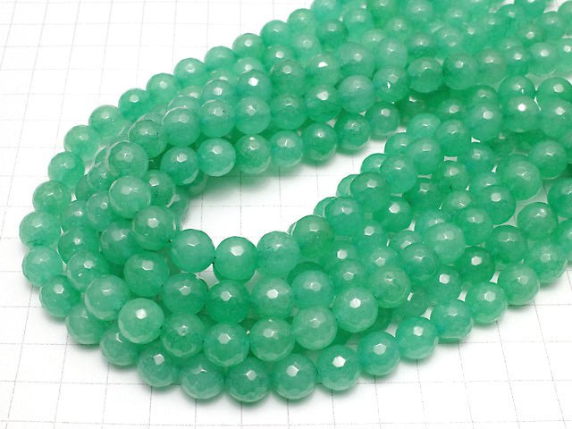 1strand $5.79! Pastel green color Jade 128 Faceted Round 10 mm 1 strand beads (aprx.14 inch / 35 cm)