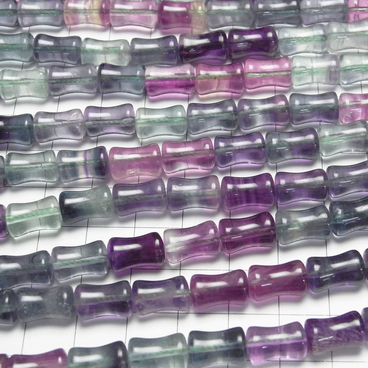 Fluorite Multicolore AAA- Bambou 12x8x8mm 1 fil perles (env.15inch/36cm)