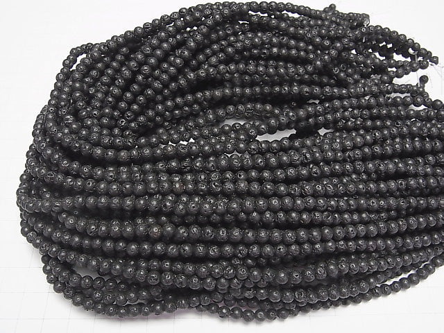 1strand $2.79! Black Lava Round 4-5mm 1strand beads (aprx.15inch / 37cm)