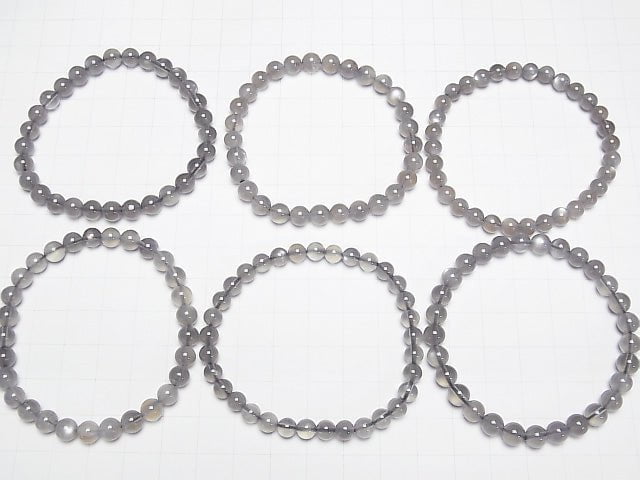 [Video] Gray Moonstone AAA Round 6mm Bracelet