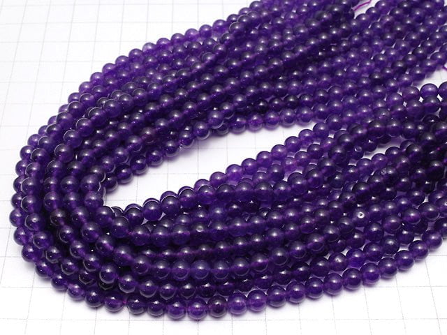 Dark Purple Color Jade Round 6mm 1strand beads (aprx.15inch / 38cm)