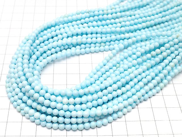 [Video] Magnesite Turquoise light blue color Round 4mm 1strand beads (aprx.15inch / 38cm)