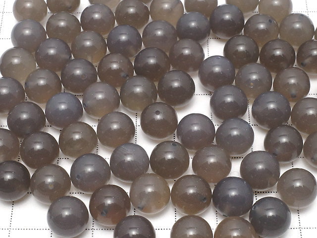 [Video] Grey Onyx AAA Half Drilled Hole Round 10mm 10pcs