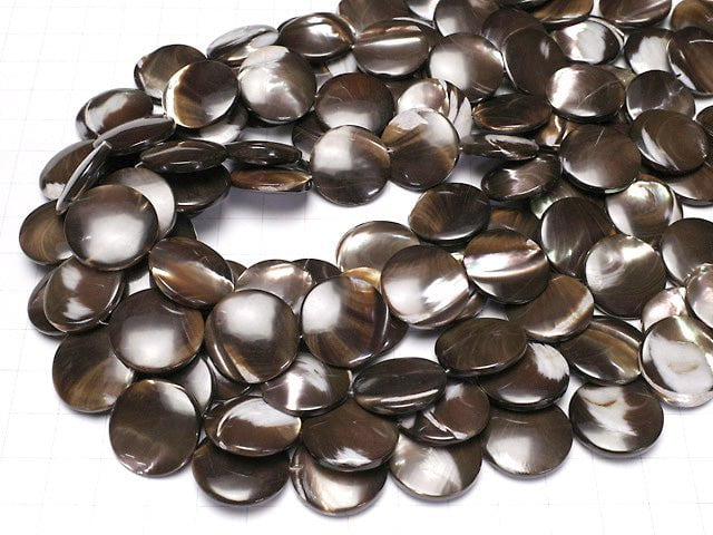 [Video] Mother of Pearl MOP Brown Coin 20x20x6mm half or 1strand beads (aprx.14inch / 34cm)