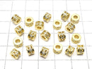 Metal parts Rondelle 6x6x4mm (with CZ) Gold color 2pcs