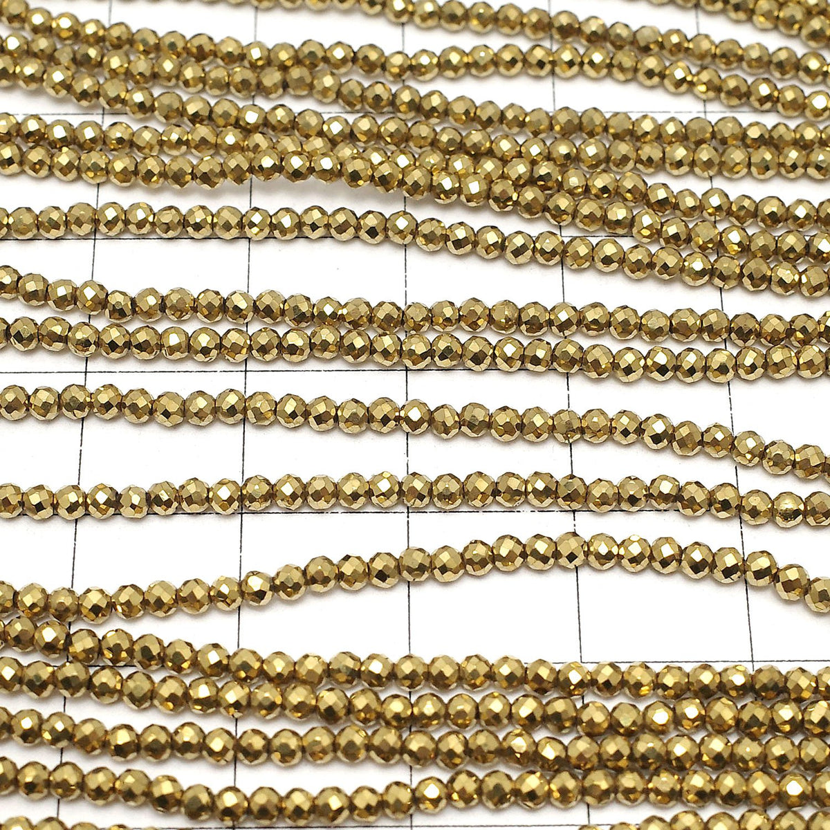 High Quality! Hematite Faceted Round 2mm gold coated 1strand beads (aprx.15inch/36cm)
