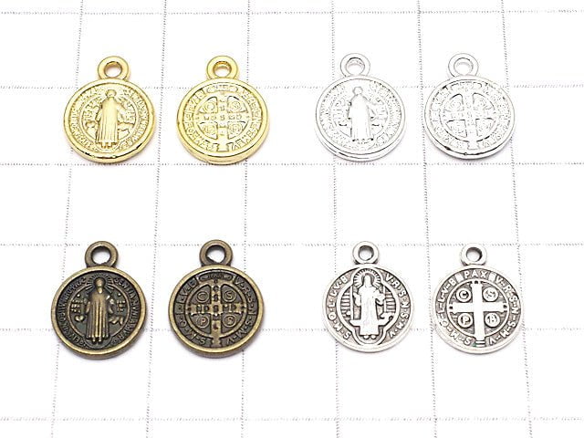 Metal Parts Charm 13x10x2mm St. Benedict Miraculous Medal Motif 10pcs