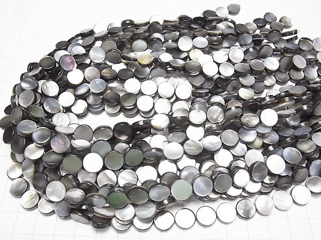 High Quality Black Shell (Black-lip Oyster)AAA Flat Coin 10x10x3mm 1strand beads (aprx.15inch/37cm)