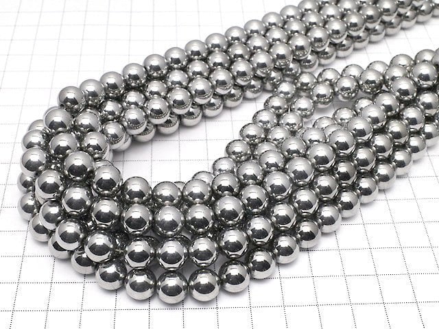 Magnetic! Hematite Round 10mm Silver coating 1strand beads (aprx.15inch / 38cm)