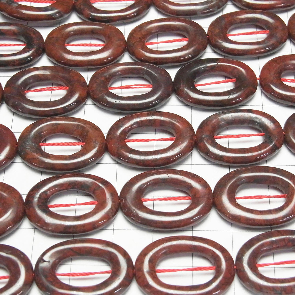 Poppy Jasper Oval (Donut) 25 x 18 x 4 mm half or 1strand beads (aprx.15 inch / 37 cm)