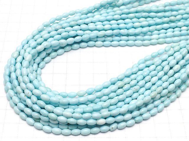 [Video] Magnesite Turquoise Rice 6x4x4mm 1strand beads (aprx.15inch/38cm)
