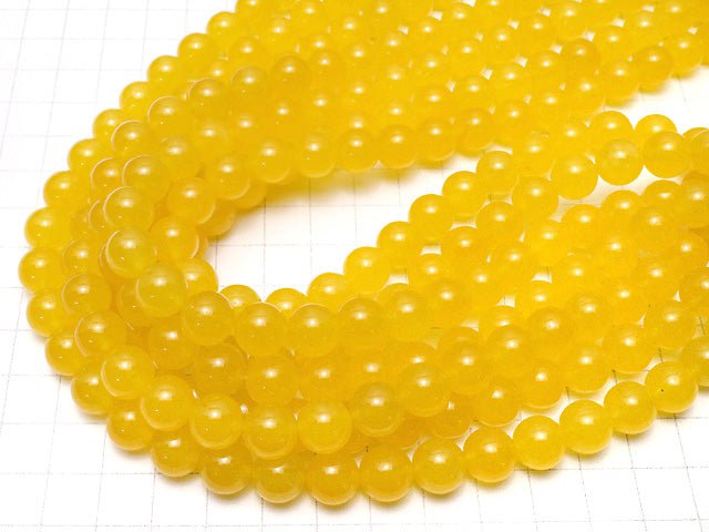 Yellow Color Jade (Clear Type) Round 10mm 1strand beads (aprx.15inch / 37cm)