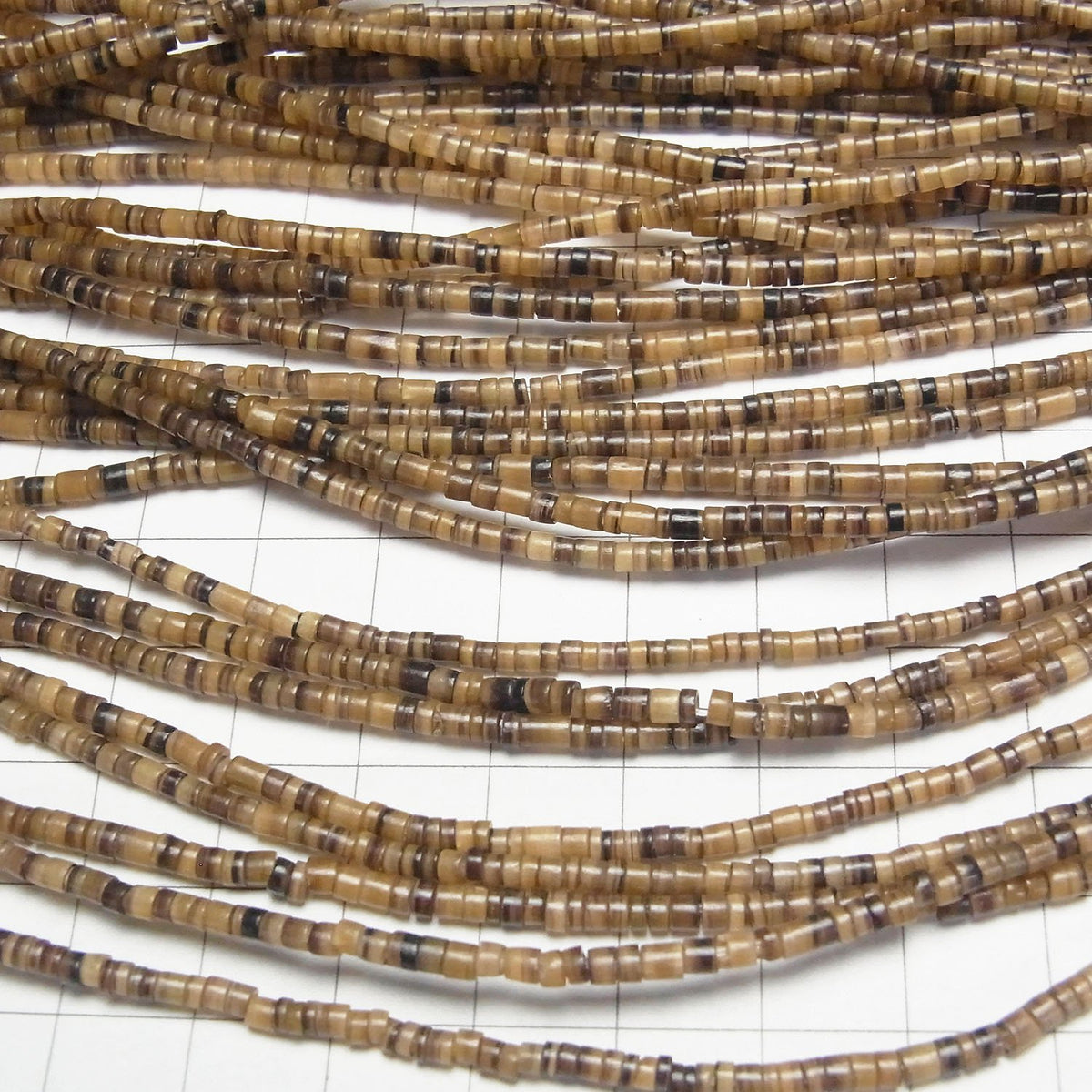 Pen Shell Rondelle (Heishi) 3x3x1.5mm Brown Half or 1strand beads (approx. 23 inches/58 cm)